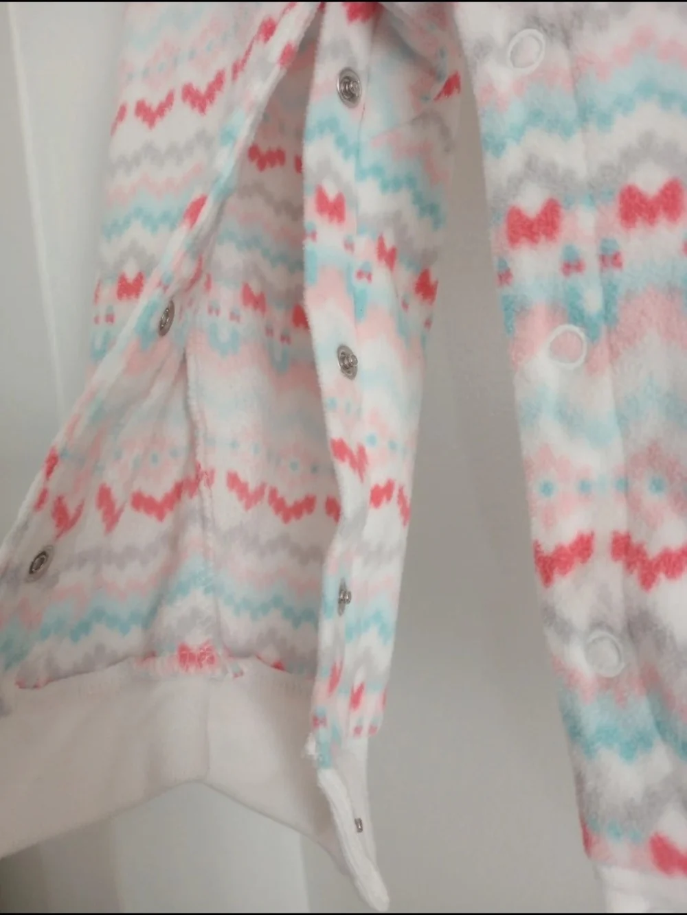 Carter's Coral Pink Blue Gray Fleece Hooded One-Piece Bodysuit 18 Months Baby
